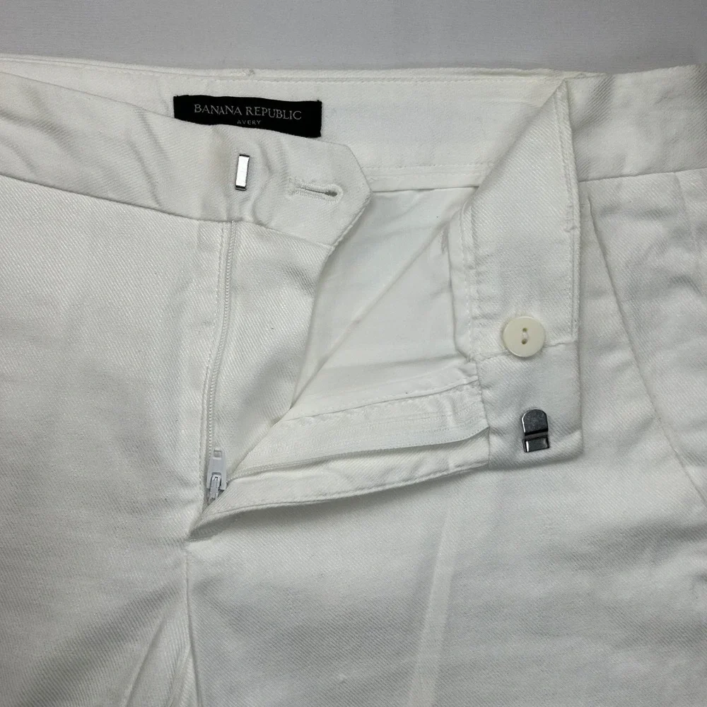 Banana Republic Avery White Linen Blend Ankle Pants Womens 4P Mid Rise